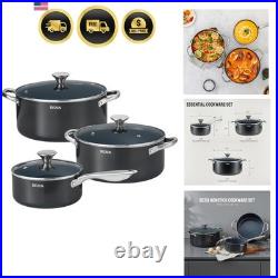 Nonstick Induction Cookware Set, 6-Piece Pots and Pans Set with Lids 2QT Sa