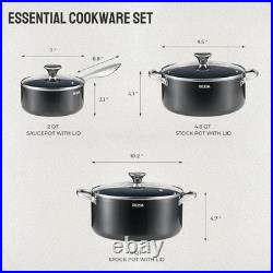 Nonstick Induction Cookware Set, 6-Piece Pots and Pans Set with Lids 2QT Sa