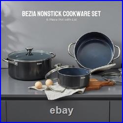 Nonstick Induction Cookware Set, 6-Piece Pots and Pans Set with Lids 2QT Sa