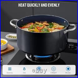 Nonstick Induction Cookware Set, 6-Piece Pots and Pans Set with Lids 2QT Sa