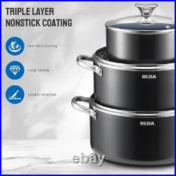 Nonstick Induction Cookware Set, 6-Piece Pots and Pans Set with Lids 2QT Sa