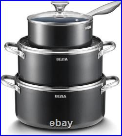 Nonstick Induction Cookware Set, 6-Piece Pots and Pans Set with Lids 2QT Sa