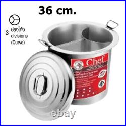 Noodle pot Thai Soup Stockpot Stainless Steel Zebra 36 cm. 3 curved compartments