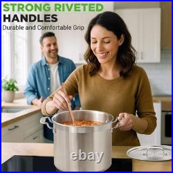 NutriChef 16-Qt 18/8 Stainless Steel Stockpot Heavy Duty Large Soup Pot