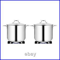 NutriChef Heavy Duty 15 Quart Large Stainless Steel Stock Pot Cookware (4 Pack)