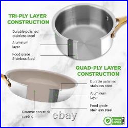 NutriChef NCSTS16 Kitchenware Pots & Pans 16-Piece Set-Gold (Open Box)