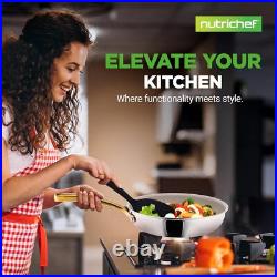 NutriChef NCSTS16 Kitchenware Pots & Pans 16-Piece Set-Gold (Open Box)