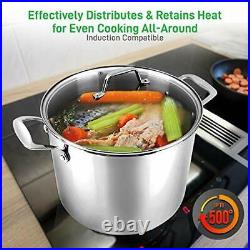 NutriChef Soup Pot with See Through Lid Dishwasher Safe Stainless steel Pot F