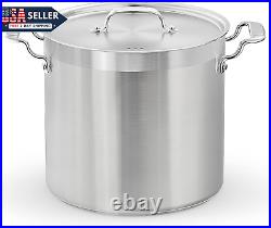 Nutrichef 12-Quart Stainless Steel Stockpot 18/8 Food Grade Heavy Duty Large S