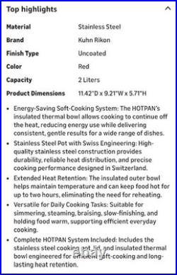 Nwob Kuhn Rikon Hotpan Stainless Steel Pot 2.1 Qt Red Thermal Cooking Bowl New