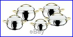 OMS 10 Piece Silver Gold Bowl Shape Professional Cookware Stock Pot Set With Lid