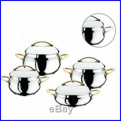 OMS 8 Piece Commercial Professional Stainless Cookware Gold Handle Stock Pot Set