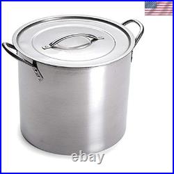 Oven Safe 5-Gallon Stainless Steel Cooking Pot with Lid Ideal for Homebrewing