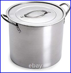 Oven Safe 5-Gallon Stainless Steel Cooking Pot with Lid Ideal for Homebrewing