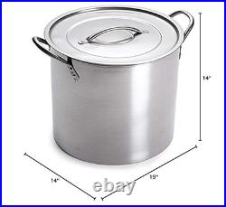Oven Safe 5-Gallon Stainless Steel Cooking Pot with Lid Ideal for Homebrewing