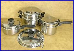 PERMANENT Cookware Waterless 7 Pc Set 5-Ply Multi-Core Stainless USA with Lids