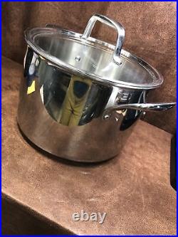 Pampered Chef 8QT / 7.6L Stainless Steel Cookware Stockpot Sauce Pot Glass Lid