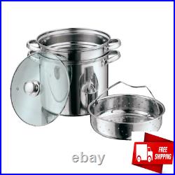 Pasta Cooker Steam Pot Stainless Steel Steamer 8 Qt Multi Cooker Spaghetti 4 Pcs