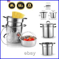 Pasta Pot 12 Quart Steamer Set Stainless Steel Pasta Cooker Multipots