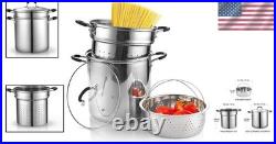 Pasta Pot 12 Quart Steamer Set Stainless Steel Pasta Cooker Multipots