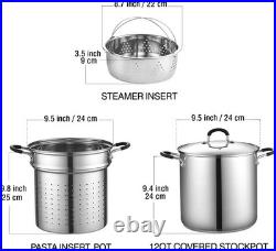 Pasta Pot 12 Quart Steamer Set Stainless Steel Pasta Cooker Multipots