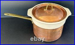 Paul Revere Ware Double Boiler Copper Stainless Pot 1.5 QT With Ceramic Insert