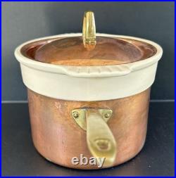 Paul Revere Ware Double Boiler Copper Stainless Pot 1.5 QT With Ceramic Insert