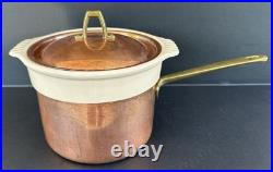 Paul Revere Ware Double Boiler Copper Stainless Pot 1.5 QT With Ceramic Insert