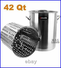 Pot Stainless Steel 42 Quart with Strainer Basket StockPot Commercial Fryer Pot