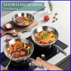 Pots and Pans Set, 3 Ply 11 Piece Stainless Steel Cookware Set, Oven Dishwash