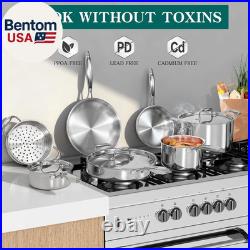 Pots and Pans Set, 3 Ply 11 Piece Stainless Steel Cookware Set, Oven Dishwasher