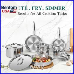 Pots and Pans Set, 3 Ply 11 Piece Stainless Steel Cookware Set, Oven Dishwasher