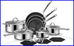Pots and Pans Set Non Stick Stainless Steel Kitchen Cookware