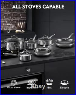 Pots and Pans Set Non Stick Stainless Steel Kitchen Cookware