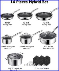 Pots and Pans Set Non Stick Stainless Steel Kitchen Cookware