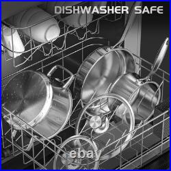 Pots and Pans Set Non Toxic, 16PCs Stainless Steel Cookware Set with Steamer