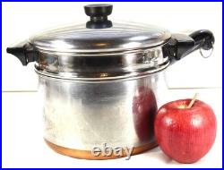 Pre-1968 Revere Ware 4 QT Steamer Insert Sauce Pot Oven Copper Bottom Pan Clean