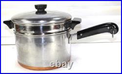 Pre-1968 Revere Ware 4 QT Steamer Insert Sauce Pot Oven Copper Bottom Pan Clean