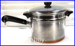 Pre-1968 Revere Ware 4 QT Steamer Insert Sauce Pot Oven Copper Bottom Pan Clean