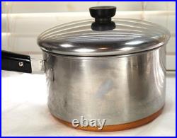 Pre-1968 Revere Ware 4 QT Steamer Insert Sauce Pot Oven Copper Bottom Pan Clean