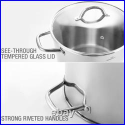 Premium 12 Quart Polished Stainless Steel Stock Pot Healthy Cooking Essential