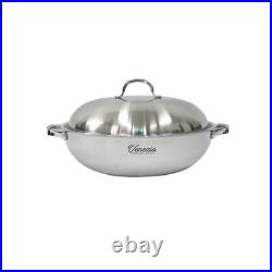 Premium 5-Ply Stainless Steel Wok with Dome Lid 13 Inch Induction Cookware