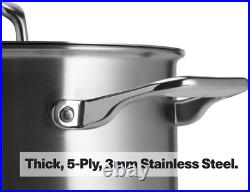 Premium 8QT 5-Ply Stainless Steel Stockpot Durable, Dishwasher Safe, Induction