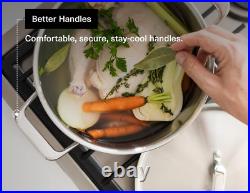 Premium 8QT 5-Ply Stainless Steel Stockpot Durable, Dishwasher Safe, Induction