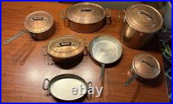 Premium Vintage Bourgeat Copper Cookware Set 7 Pieces +5 Lids #14-24 Pots Pans
