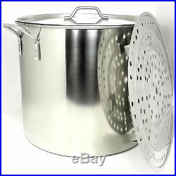 Prime Pacific 100 Quart Heavy Duty Stainless Steel Stock Pot and Steamer Tray