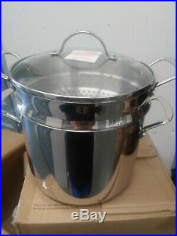 Princess Heritage Stainless Steel Classic 8 Qt Stockpot & steam withLid NIB 6103