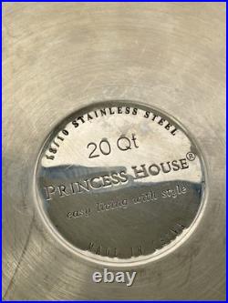 Princess House 20 Qt Stainless Steel Stock Pot / Pasta Pot with Etched Lid