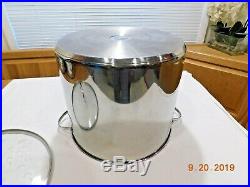 Princess House 30 Qt Stock Pot Steamer Rack Heritage Classic Stainless Steel