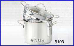 Princess House 8-Qt Stainless Steel Stockpot with Steamer & Glass Lid Item# 6103